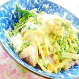 ❤水菜＆トウモロコシ＆鶏ささみの卵丼❤